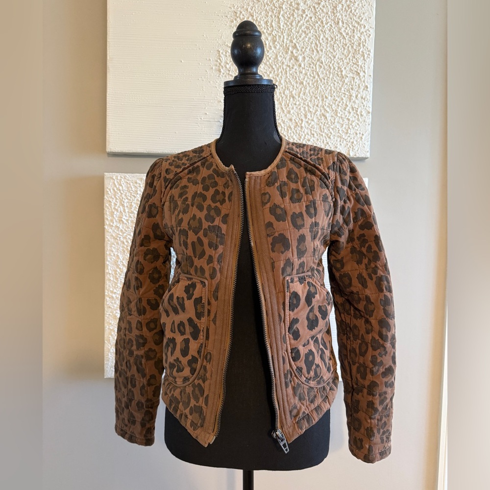 Blank NYC Brown Leopard Bomber Jacket